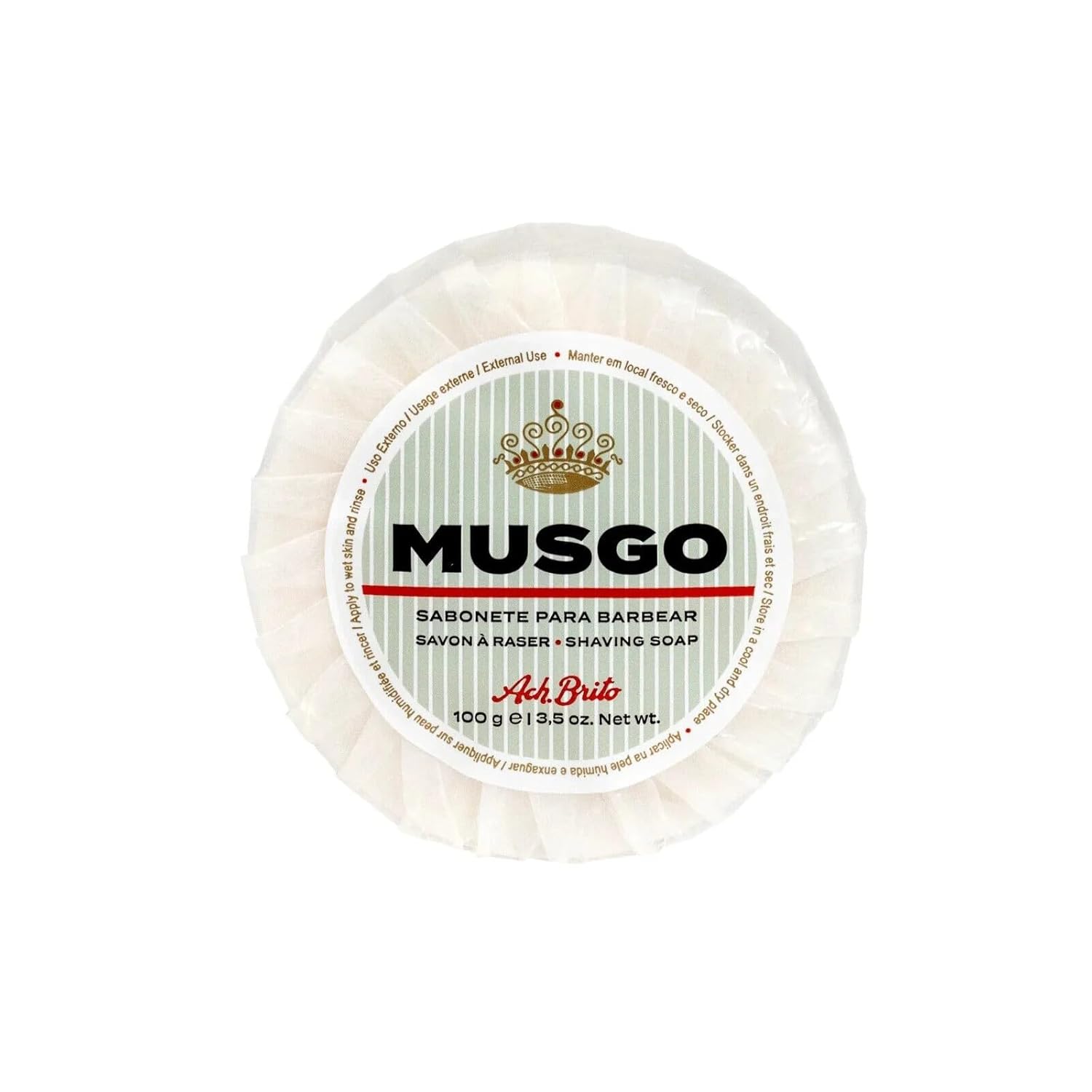 Musgo Shaving Soap, 100g - Made in Portugal, Natural Ingredients, Smooth Shave - Classic Bar Soap for Men - Traditional Portuguese Grooming Essential, White