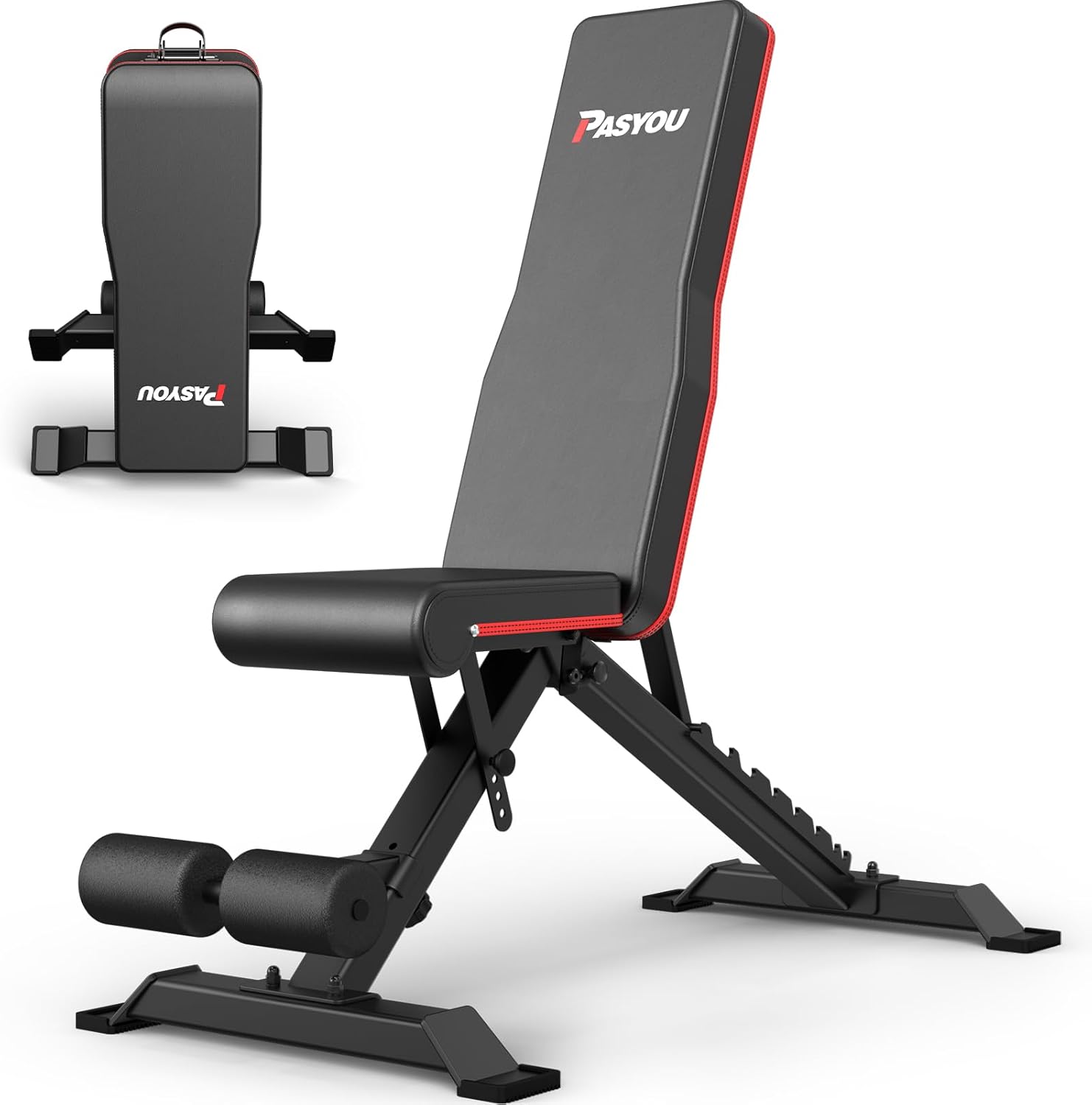 PASYOU Adjustable Weight Bench Press - 700lbs / 318kg Load Foldable Workout Bench, Full Body Strength Training Benches for Home Gym (9x4x3 Positions)