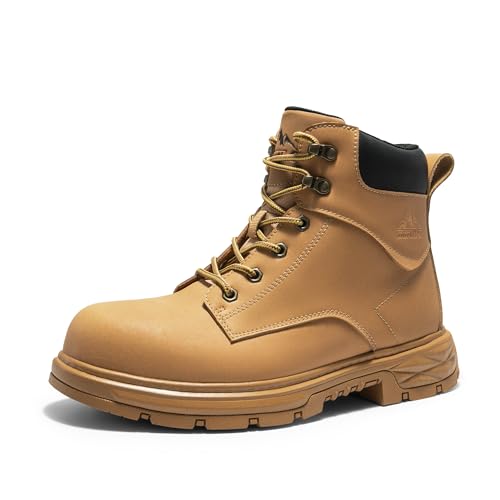 NORTIV 8 Steel Toe Work Boots for Men Waterproof Slip on Safety Construction Boots