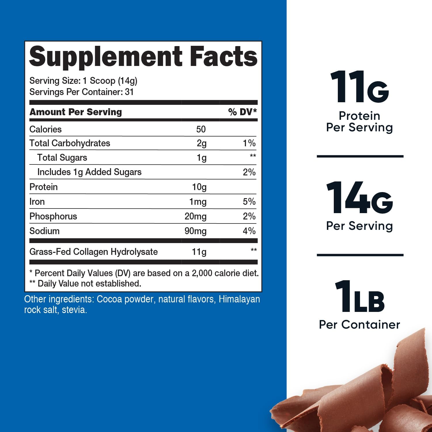 Nutricost Grass-Fed Collagen Powder 1LB (454 G) (Chocolate) - Grass Fed Bovine Collagen Hydrolysate - Collagen Peptides