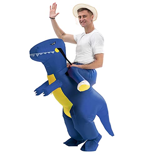 IRETG Inflatable Dinosaur Costume for Adult Halloween Funny Blow-Up Riding Dinosaur Costume for Dress Up Party