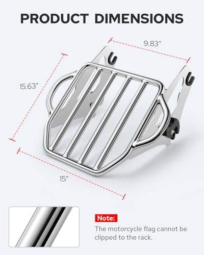 Benlari Chrome Detachable Luggage Rack 2-Up Mounting Rack Compatible for Harley Davidson Touring Road King Street Electra Glide 2009-2024 2021 2020 2019 2018 2017 2016 2015 2014 2013 2012 2011 2023
