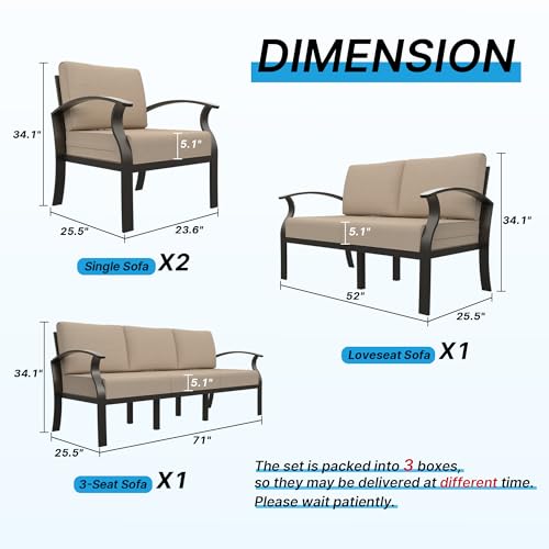 Gotland 12 Seats Outdoor Metal Patio Furniture Set with 55,000 BTU Gas Fire Pit Table w/Glass Wind Guard Patio Conversation Sectional Sofa Sets-Black