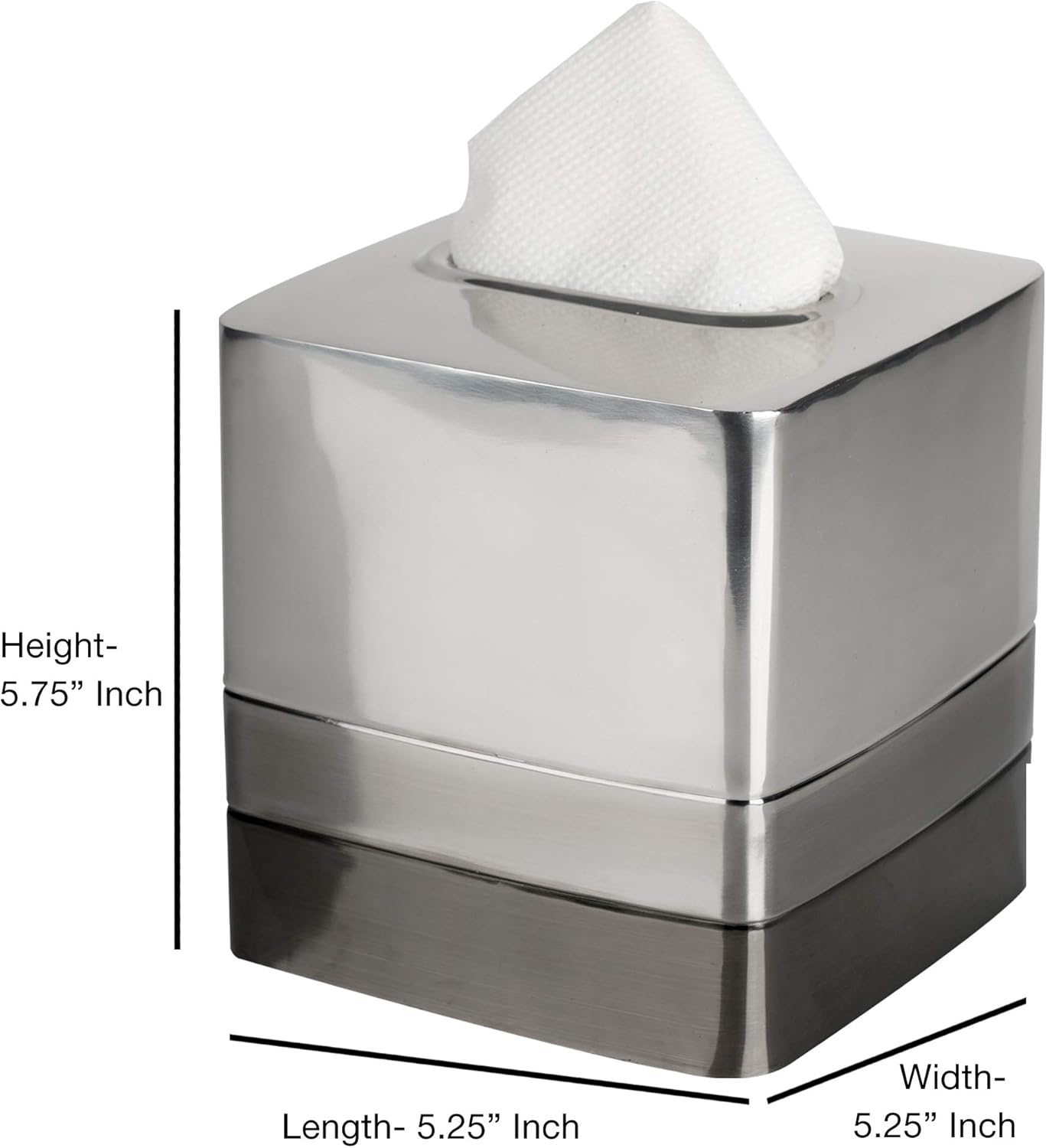 nu steel Triune Tissue Box Holder in 3-Tone Shiny Gray Stainless Steel for Bathrooms & Vanity Spaces