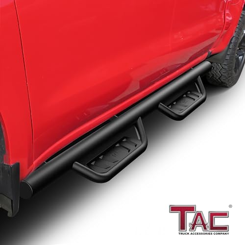 TAC Sidewinder Running Boards Fit 2019-2024 Chevy Silverado/GMC Sierra 1500 | 2020-2024 2500/3500 Crew Cab Truck 4” Drop Fine Texture Black Side Steps Nerf Bars Rock Slider Armor Accessories (2pcs)