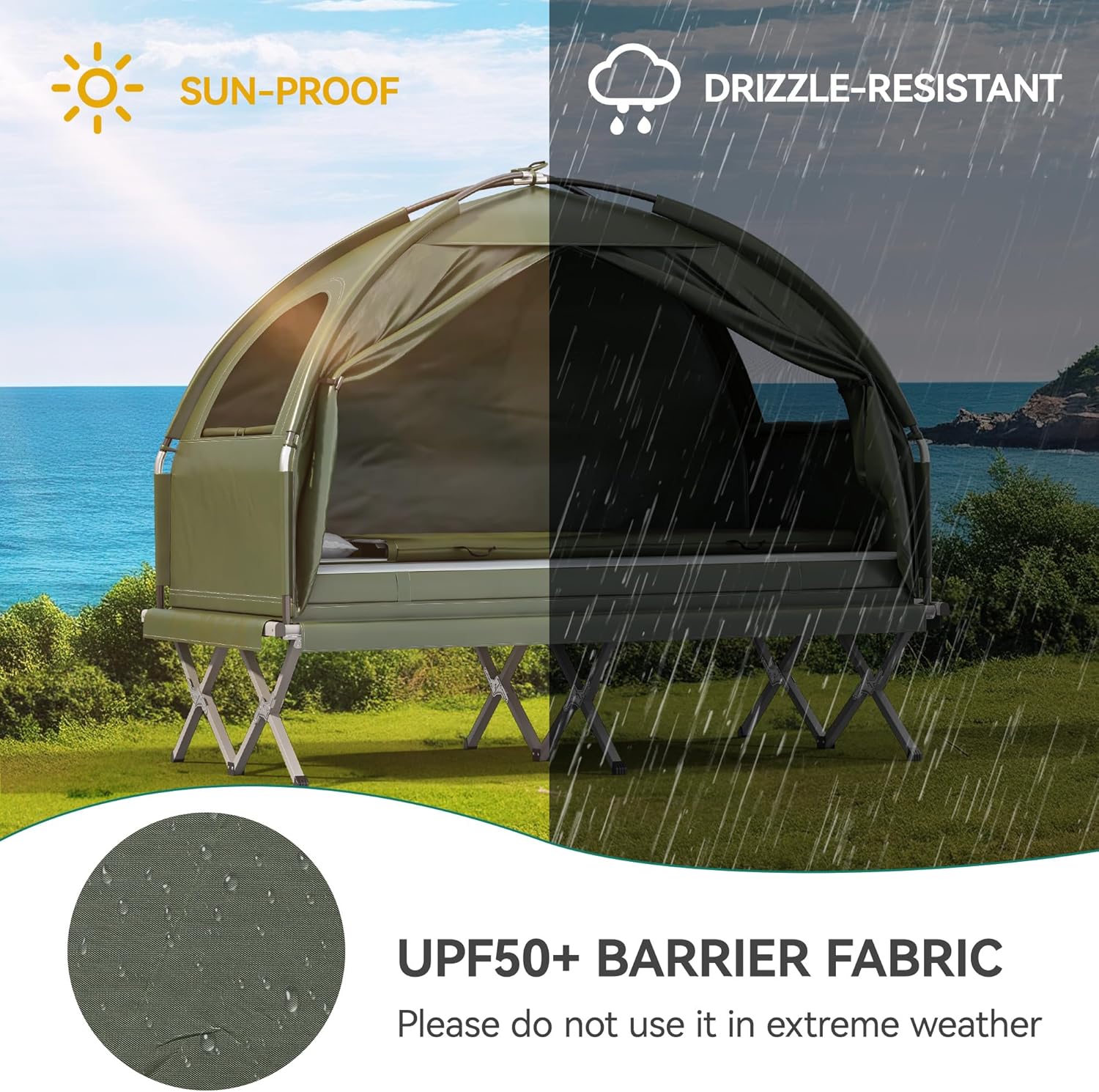 YITAHOME 2 Person Foldable Camping Cot, 6-in-1 Elevated Camping Bed Tent, with Tents, Camping Beds, Air Mattresses, Bedspreads, Foot Pumps, Portable Backpacks, 1 Person Sleeping Bag for Hiking, Picnic