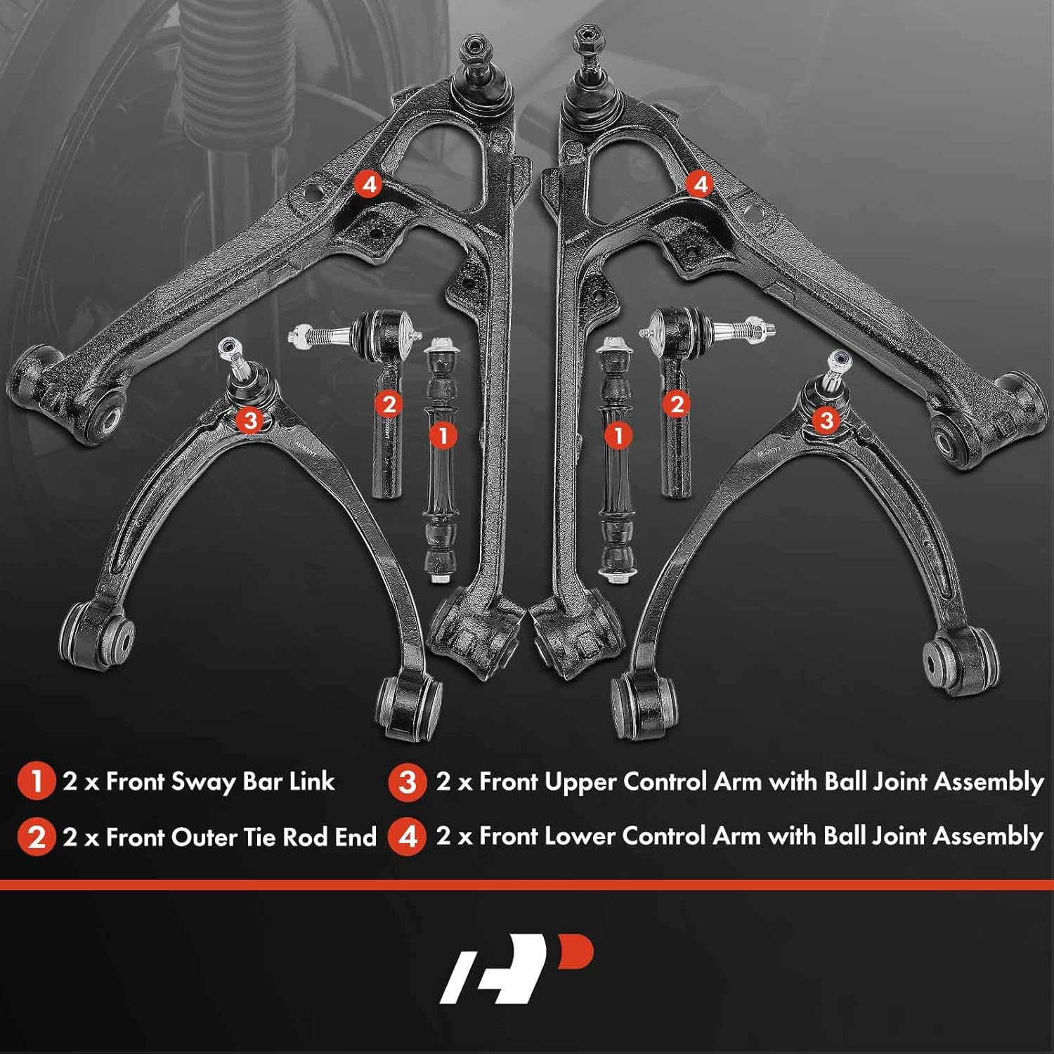 A-Premium 8Pcs Front Suspension Kit, Upper Lower Control Arm Sway Bar Link Outer Tie Rod End, Compatible with Chevrolet & GMC & Cadillac - Silverado 1500 Tahoe Suburban Avalanche Sierra Yukon Escalade