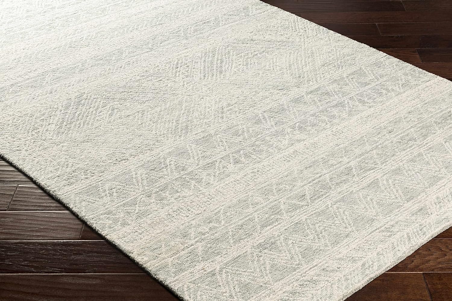 Hauteloom Grahn Wool Living Room, Bedroom Area Rug - Bohemian/Global - Green, Beige - 8' x 10'