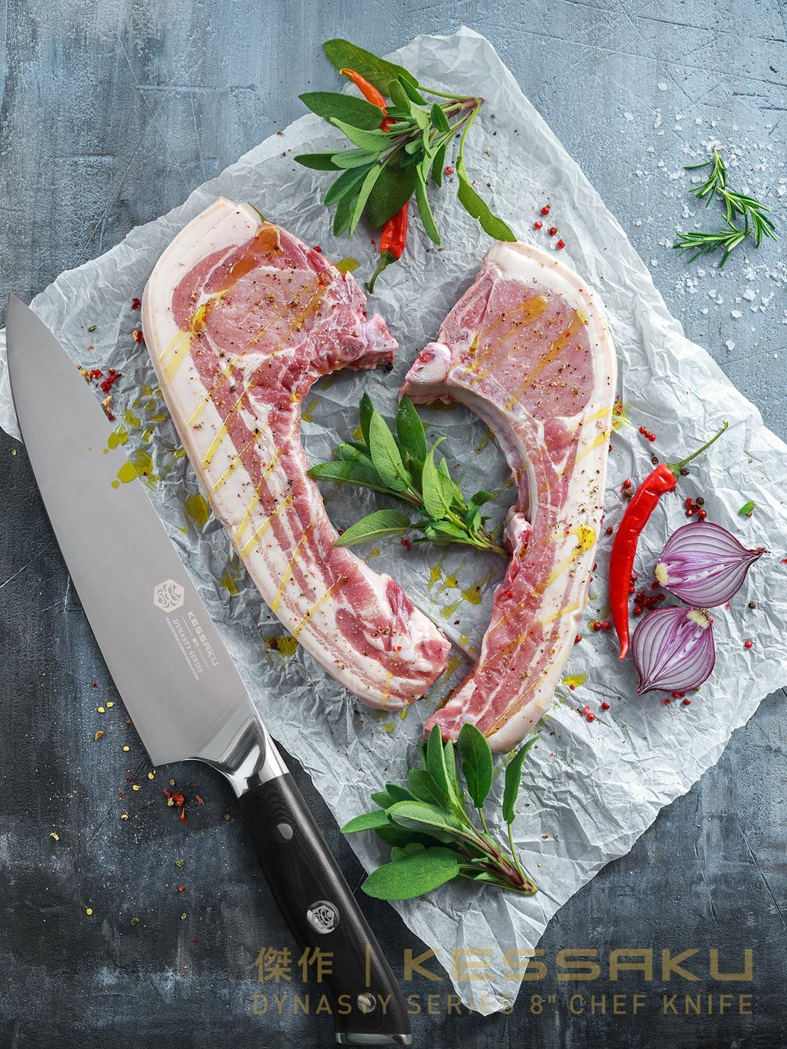 8-Inch Chef & 7-Inch Santoku Knife Set - Dynasty Series - German HC Steel - G10 Full Tang Handle