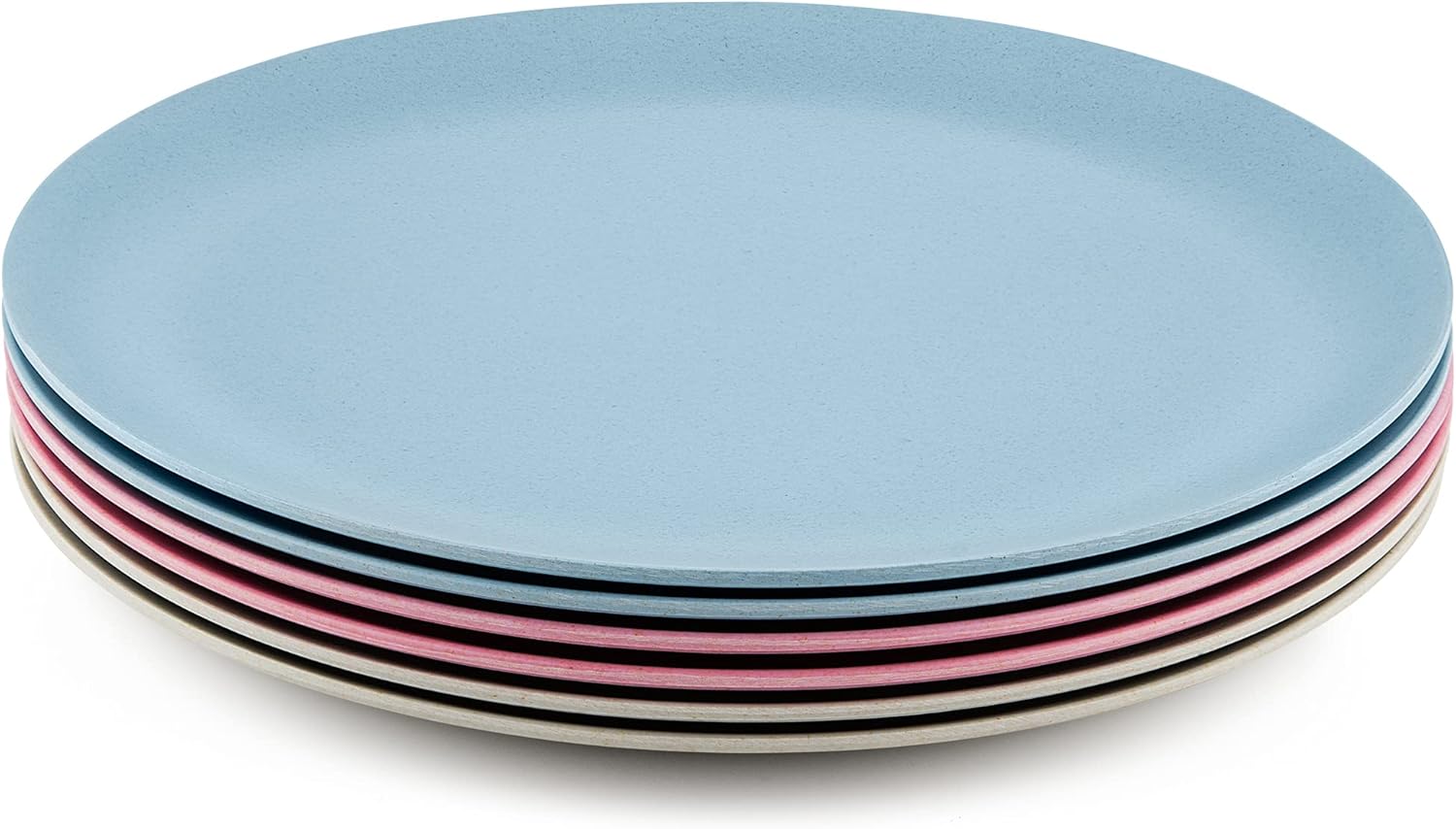 Bamboo Plates - Set of 6-8 Inch Bamboo Kids Plates and Baby Plates - Bamboo Dinnerware for Children & Adults - BPA Free Dishwasher Safe Kids Dishes - Stackable Reusable Small Bamboo Toddler Plates