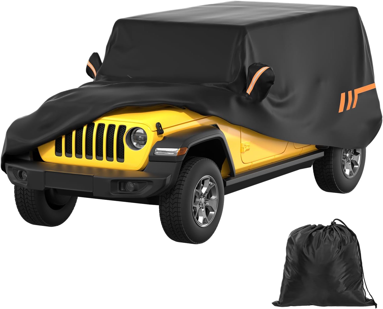 JOYTUTUS Car Cover Compatible with Wrangler JK JL 2007-2024, Water-Resistant Oxford All Weather Cover fit Wrangler JK JL 4 Doors, Windproof Dustproof Scratch Resistant Auto Cover
