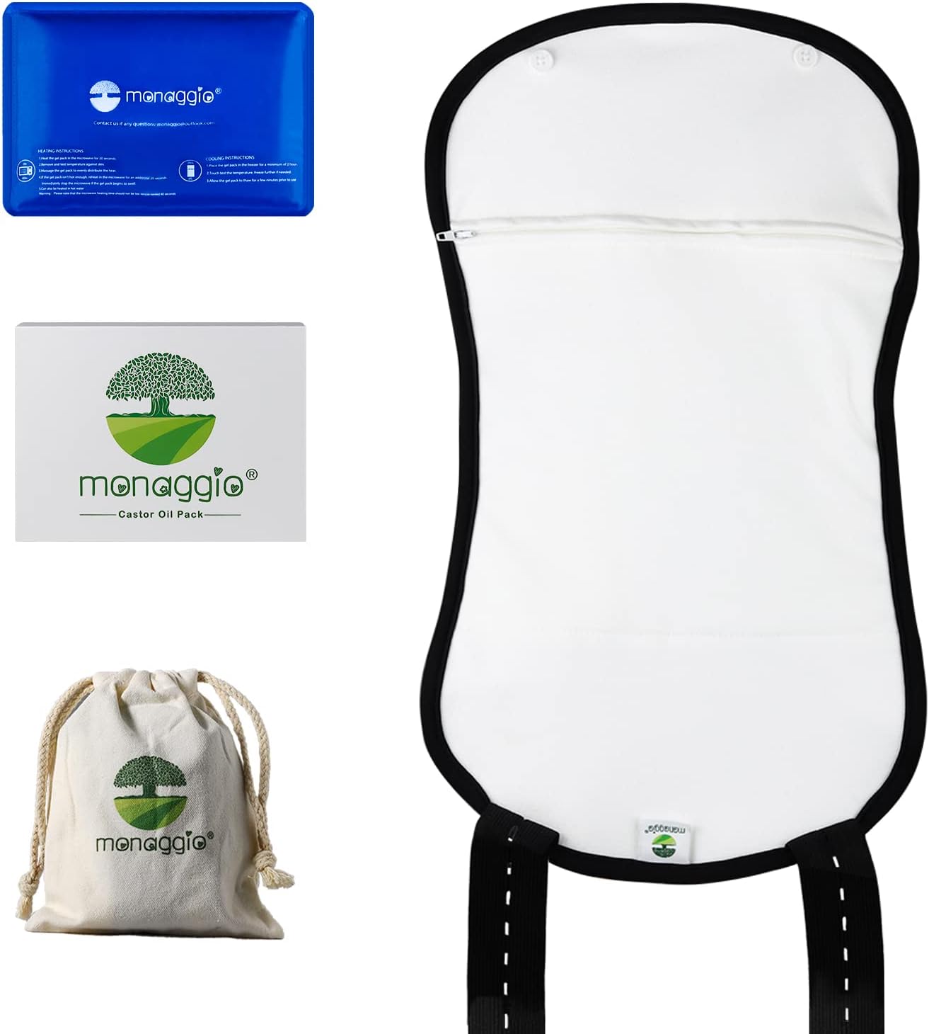 Castor Oil Pack Wrap,Castor Oil Pack,Castor Oil Packs for Liver Detox Organic Cotton Flannel with Storage Bag and Heating Pack 23.6 * 10 in(No Castor Oil Included)