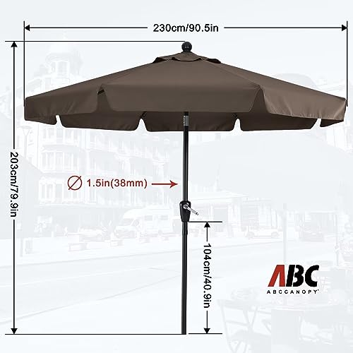ABCCANOPY Patio Umbrella 7.5ft - Outdoor Table Umbrella with Push Button Tilt and Crank, 8 Ribs Umbrella for Patio Pool Garden Deck (Light Beige)
