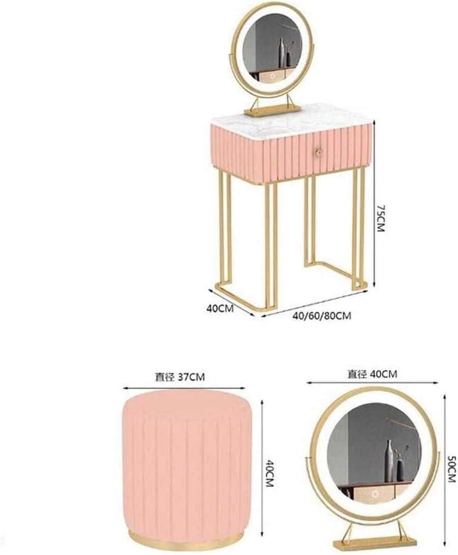 Makeup Vanity Simple Small Dressing Table, Home Bedroom Mini Dressing Table, Nordic Style, Marble Countertop, with Makeup Mirror (Size : 40cm) ()