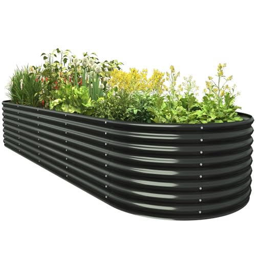 FRIZIONE 9FT(L)×2FT(W)×2FT(H) Raised Garden Bed Outdoor, 9 in 1 Adjustable Raised Garden Beds for Flower, Raised Planter Box Outdoor for Herb, Flowers, Vegetable-Gray
