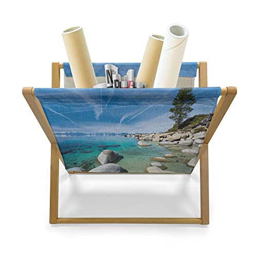 Ambesonne Star Magazine and Book Holder, Abstract Diamond Stars Theme Pattern Infinity Geometric Minimalistic Contemporary, Floor Rack Accent Living Room Office and School, 22