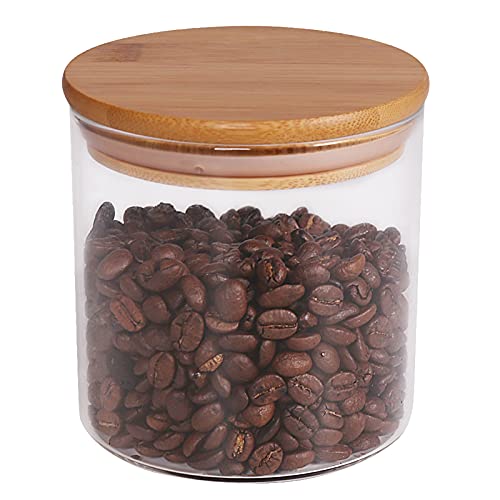 77L Food Storage Jar, 18.6 FL OZ (550 ML), [Thickened Version] Glass Food Storage Jar with Airtight Seal Bamboo Lid - Modern Design Clear Food Storage Canister for Serving Tea, Coffee, Spice and More