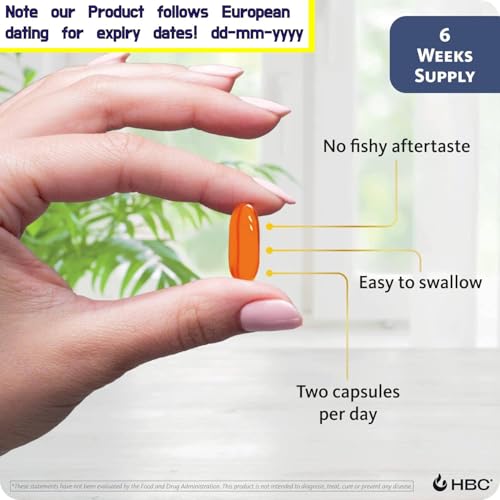 Cardio Triple Strength Omega 3 Fish Oil with Vitamin K2-1000mg, Norwegian Salmon Oil with EPA & DHA, Burpless Fish Oil, Omega 3 Fatty Acids Supplement for Eyes, Brain, Heart & Bones - 90 Capsules