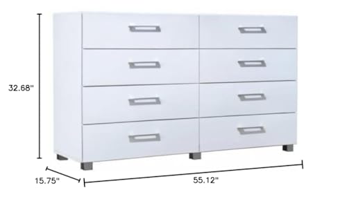 Hodedah 8-Drawer Dresser, WHITE