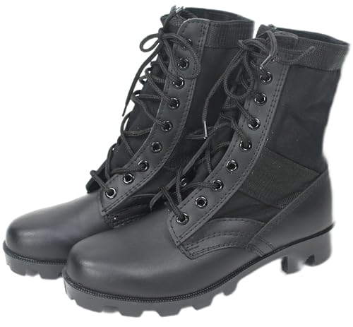 Tactical Jungle Boots with Panama Sole 8 in, Military GI Type Vietnam Combat Army, Leather/Canvas