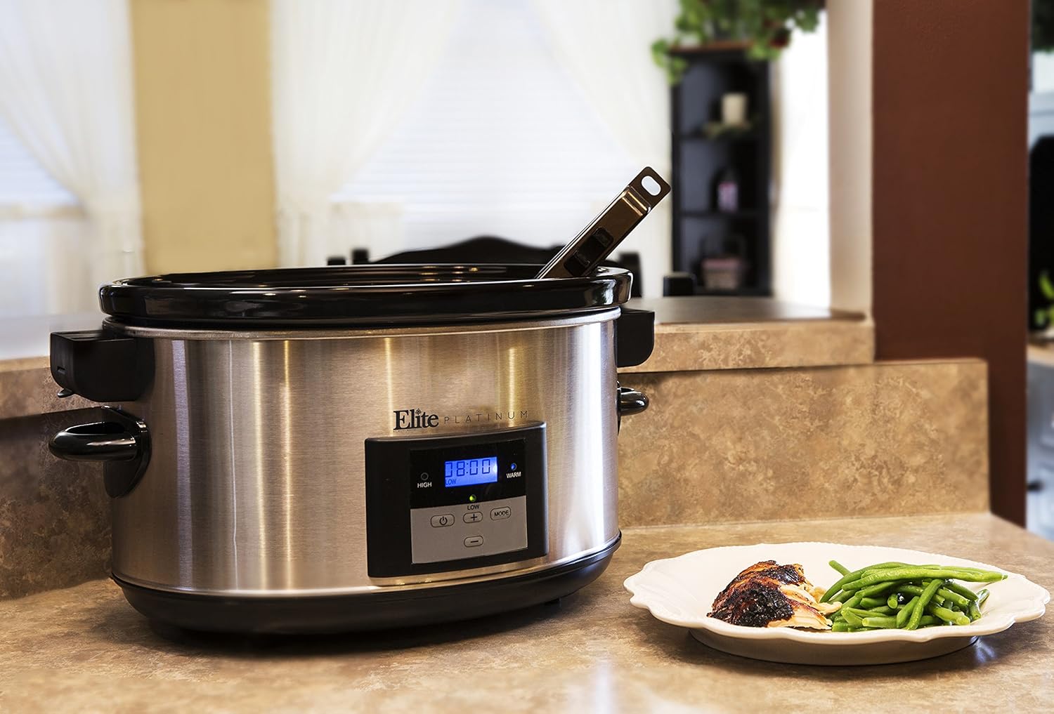 Maxi-Matic Elite Platinum MST-900VXD 8.5-Quart Stainless Steel Programmable Slow Cooker w/Locking Lid, Black