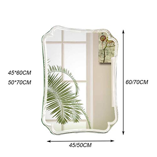 Mirror，Bathroom，Wall-Mounted，Makeup Mirror，Dressing Table，eless Shaving/Make up Rectangle Anti-Fog Modern Home Decorative for Bedroom Dressing Room，50X70Cm