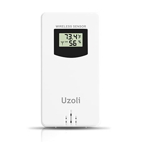 Uzoli EM3405 Weather Station Indoor Outdoor Wireless Thermometer Hygrometer, Temperature Humidity Monitor with Remote Sensor, Digital Weather Forecast Station for Home Use