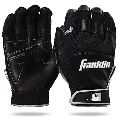 Franklin Sports MLB Baseball Batting Gloves - Shok-Sorb X Batting Gloves for Baseball + Softball - Adult + Youth Padded Non-Sting Batting Glove Pairs - Multiple Colors + Sizes