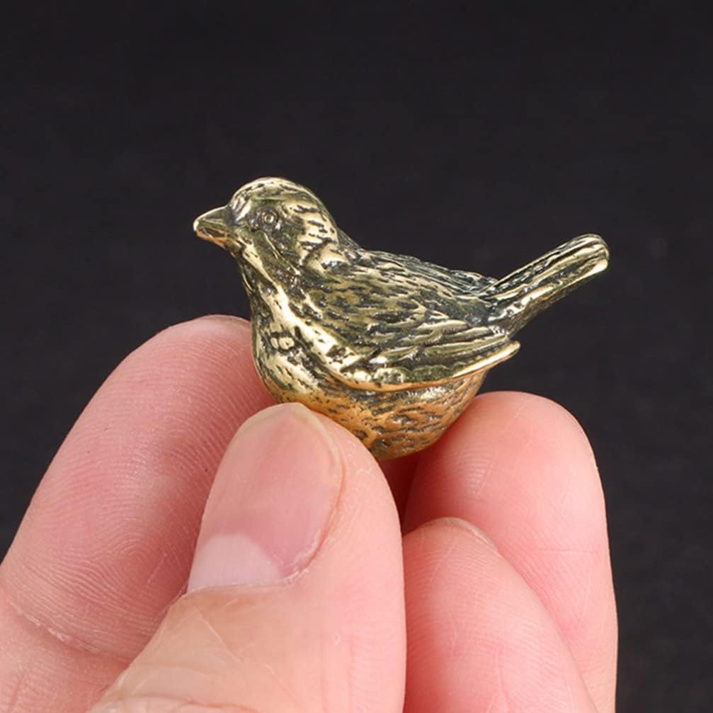 Milisten Vintage Ornaments Mini Vintage Brass Bird Statue Retro Sparrow Figurines Small Animal Sculpture for Living Room Bedroom Home Office Desktop Shelf Ornaments Golden Home Ornament