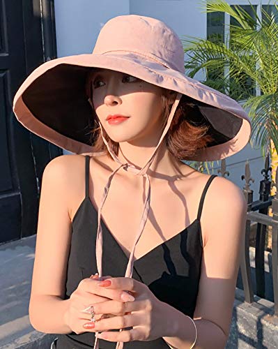 Women's Sun Hat Packable Reversible Bucket Hat UV Sun Protection Wide Brim Summer Beach Cap