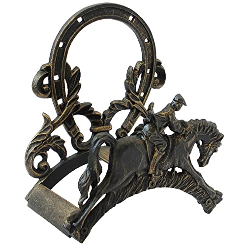 Large Capacity Garden Hose Holder - Cast Iron, Euro Style Retro Water Pipe Storage Hanger Wall Mounted, Exquisite Knight Pattern Design