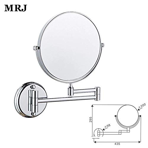 Bathroom Mirror Wall Mounted Makeup Mirror 8-inch Two-Sided Swivel Wall Mounted Mirror Extending Folding Bathroom Shaving Cosmetic Make Up Mirror- 3X/5X Magnification