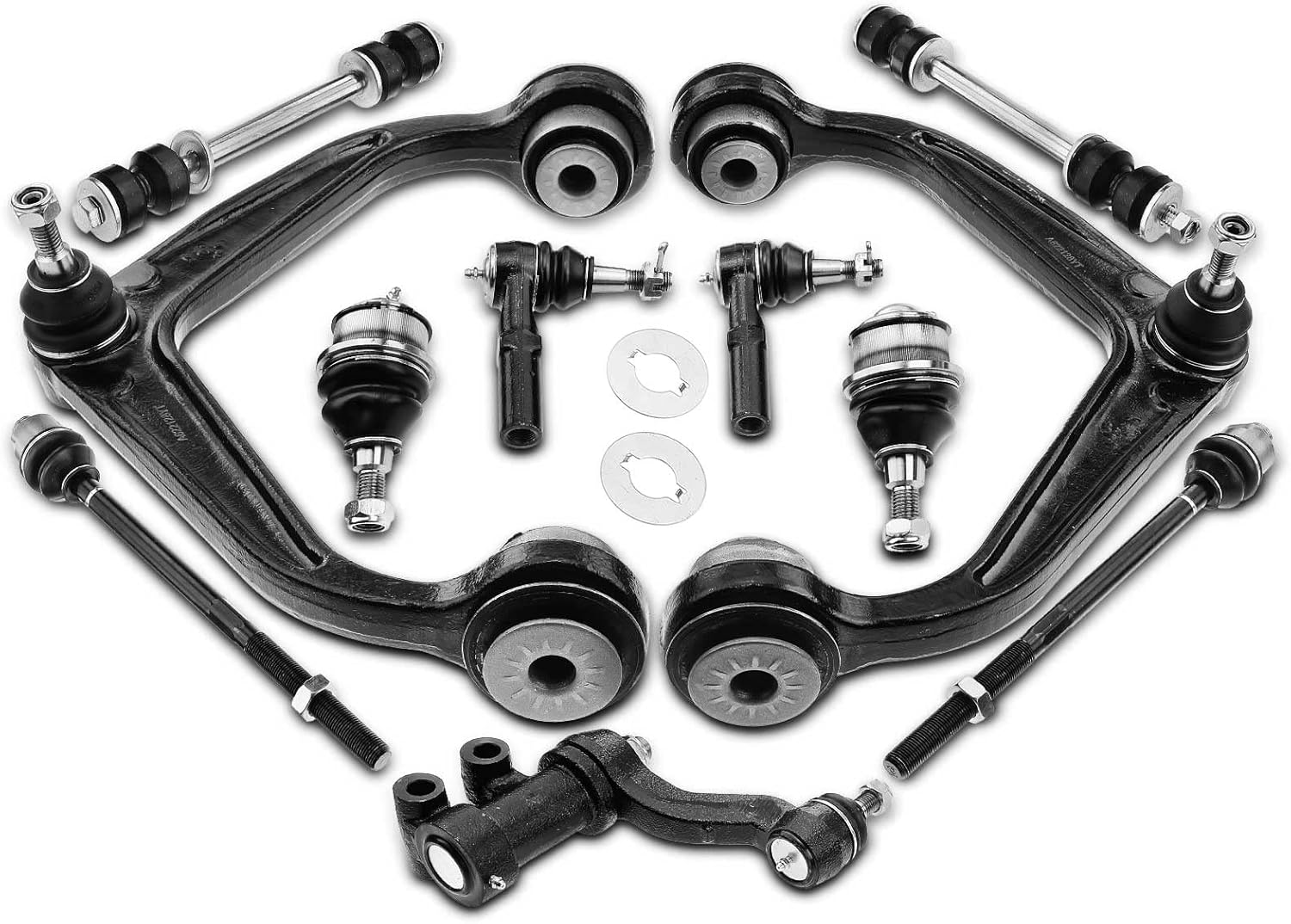 A-Premium Set of 11, Front Upper Control Arm, Sway Bar Link, Lower Ball Joint, Inner Outer Tie Rod End, Idler Arm, Compatible with Chevrolet & GMC - 11-19 - Silverado 2500/3500 HD, Sierra 2500/3500 HD