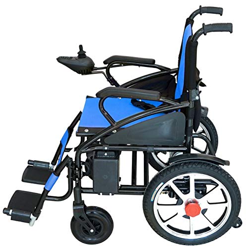 Foldable Lightweight Heavy Duty Lithium Battery Electric Power Wheelchair Multi Terrain Easy Travel (Blue EW)