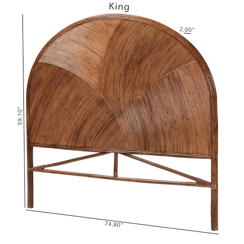 bali & pari Seana Natural Rattan Standalone Headboard, Queen, Dark Brown