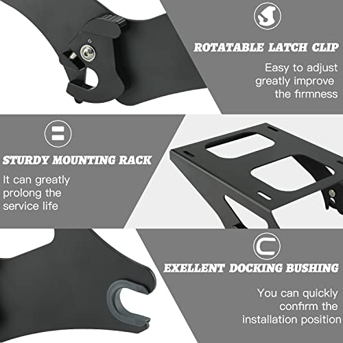 Detachable Two Up Tour Pack Pak Mount Luggage Rack Compatible with Harley Davidson Touring Street Glide/Electra Glide/Road Glide/Road King 2014-2021, Black