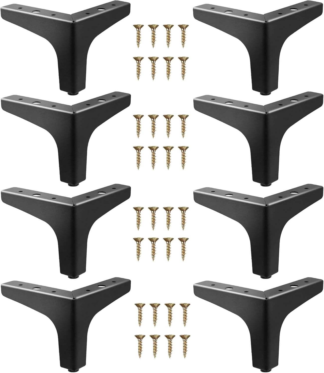 4 inch Metal Furniture Legs, Modern Style DIY Sofa Replacement Triangle Furniture Feet, Heavy Duty Black Furniture Legs for Table Cabinet Cupboard Couch (8)
