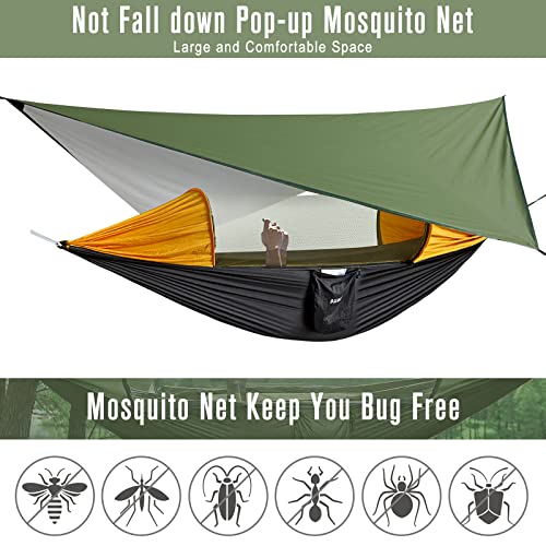 G4Free Large Camping Hammock with Mosquito Net and Rain Fly- 2 Person Portable Hammock with Bug Net and Tent Tarp, Hammock Tent for Outdoor Hiking Camping Backpacking Travel