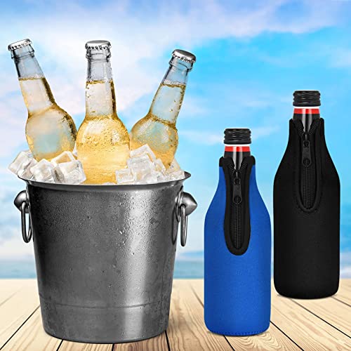 4 Pack Beer Bottle Cooler Sleeves Keep Drink Cold Zip-up Extra Thick Neoprene Insulated Sleeve Cover with Bottle Opener（4 Pack, Multi)
