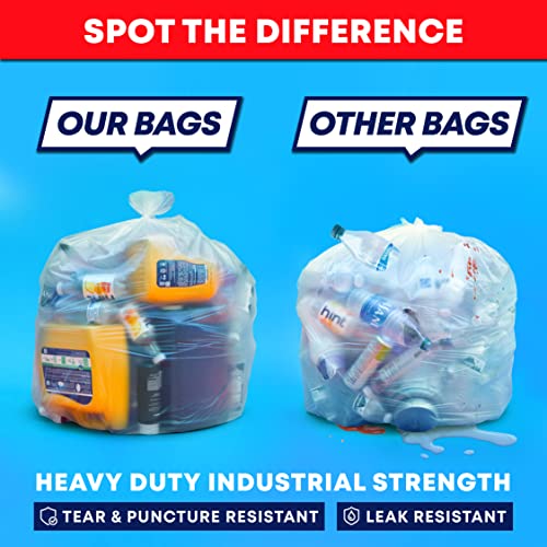 30-33 Gallon Trash Bags Heavy Duty (Value 100/Bags w/Ties) Clear Large Plastic Recycling Garbage Bags. 30 Gal, 32 Gallon Clear Large Trash Bags