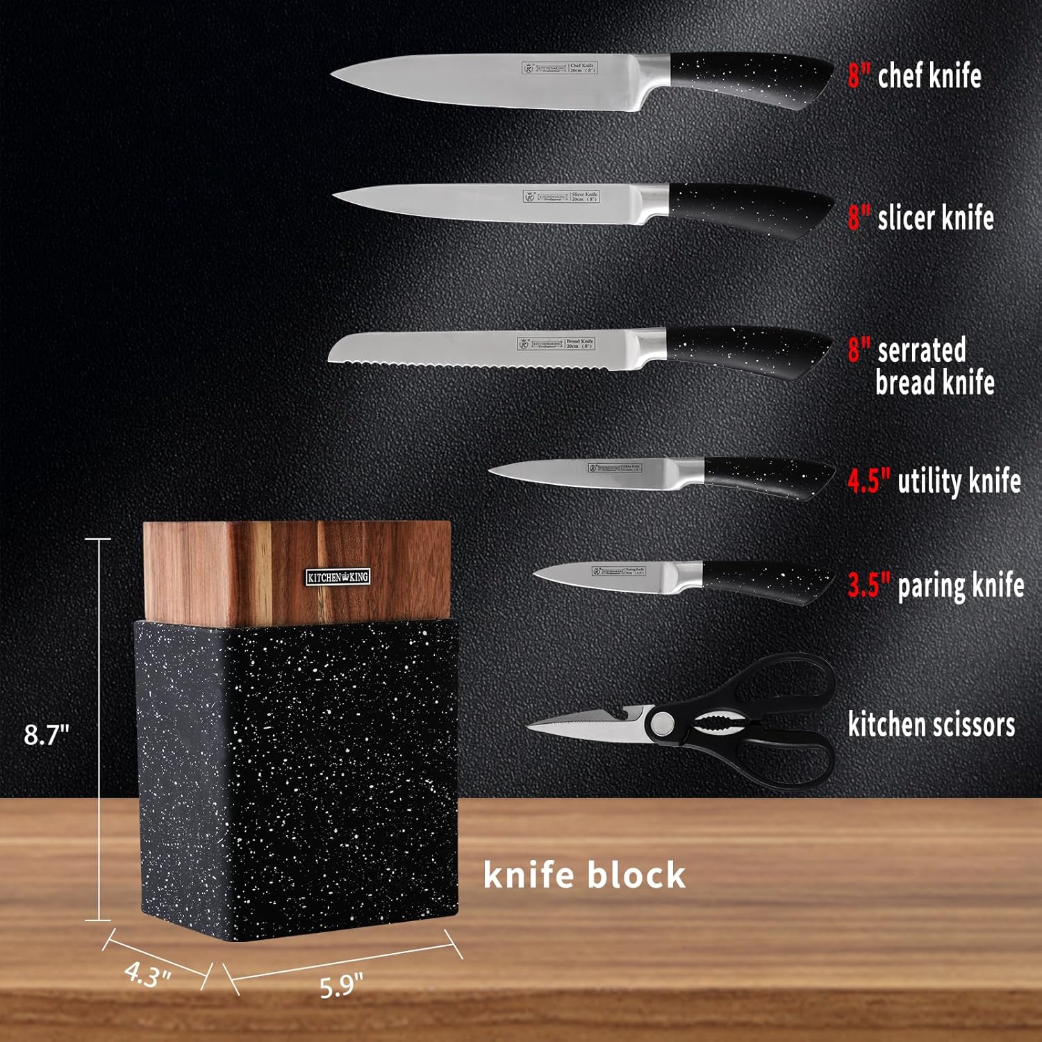 Kitchen Knife Sets,7 Pieces small knife set with block,A beautifully designed gift knife block set,stainless steel knife set with block that combines sharpness and lightness.Kitchen knives.