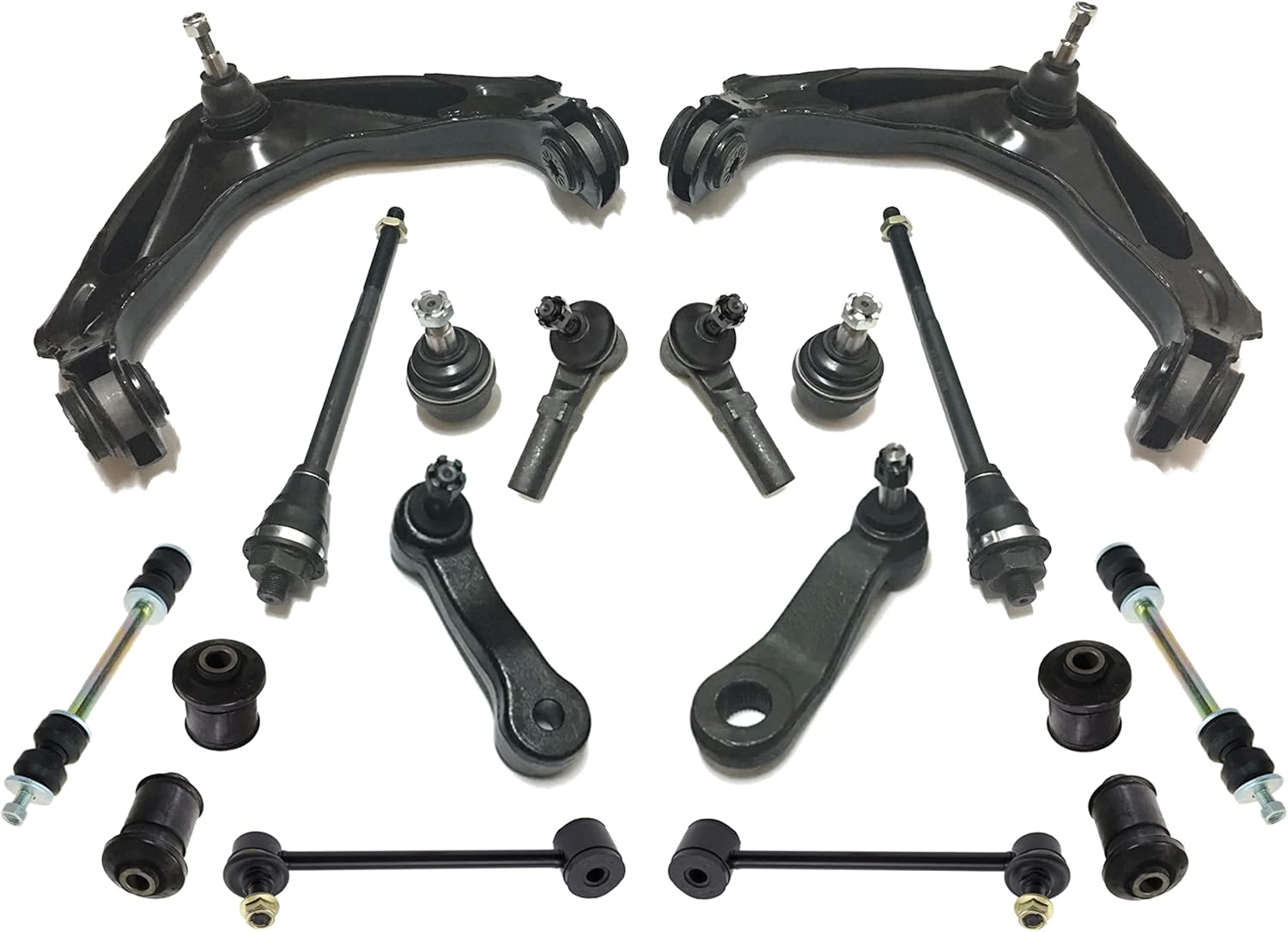 18 Pc Front & Rear Sway Bar Links, Lower Control Arm Bushings, Tie Rod Ends, Idler & Pitman Arm with 4 Groove Spline, Upper Control Arm + Lower Ball Joints