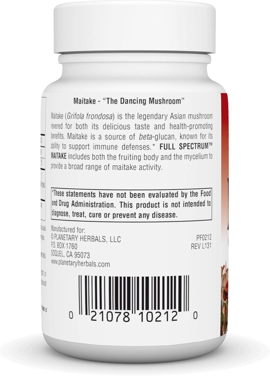 Planetary Herbals Full Spectrum Maitake Mushroom Tablets, 600 mg, 60 Count