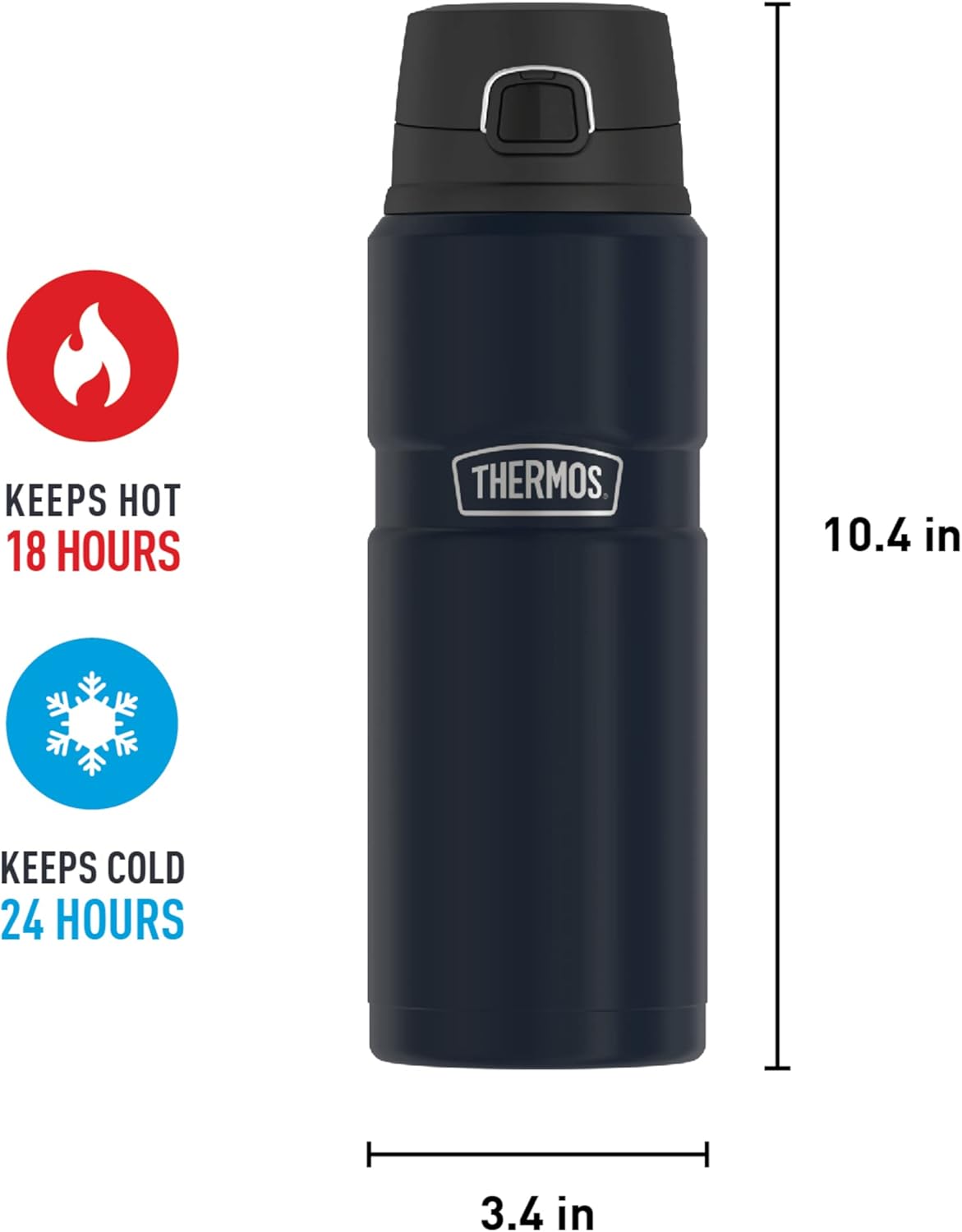THERMOS Stainless King Vacuum-Insulated Drink Bottle, 24 Ounce, Midnight Blue
