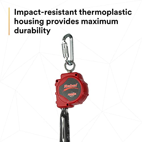 3M Protecta 3100403 Self Retracting Lifeline Rebel 6' (18M) Web, Steel Snap Hook and Carabiner, Black/Red
