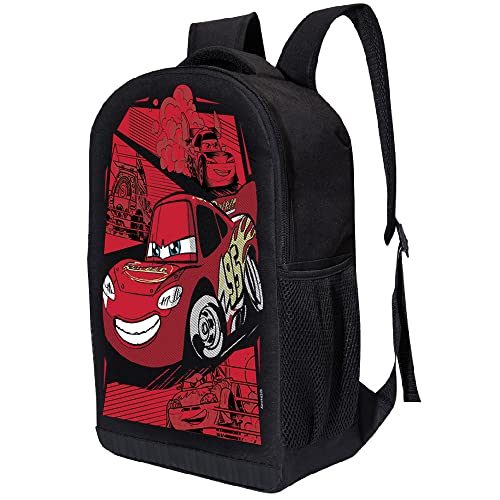 Disney Cars Backpack for Boys, Girls, Toddlers – Lightning McQueen Backpack Red and Black for Kids 16 Inch Air Mesh Padded School Bag (Red Lightning Mcqueen)