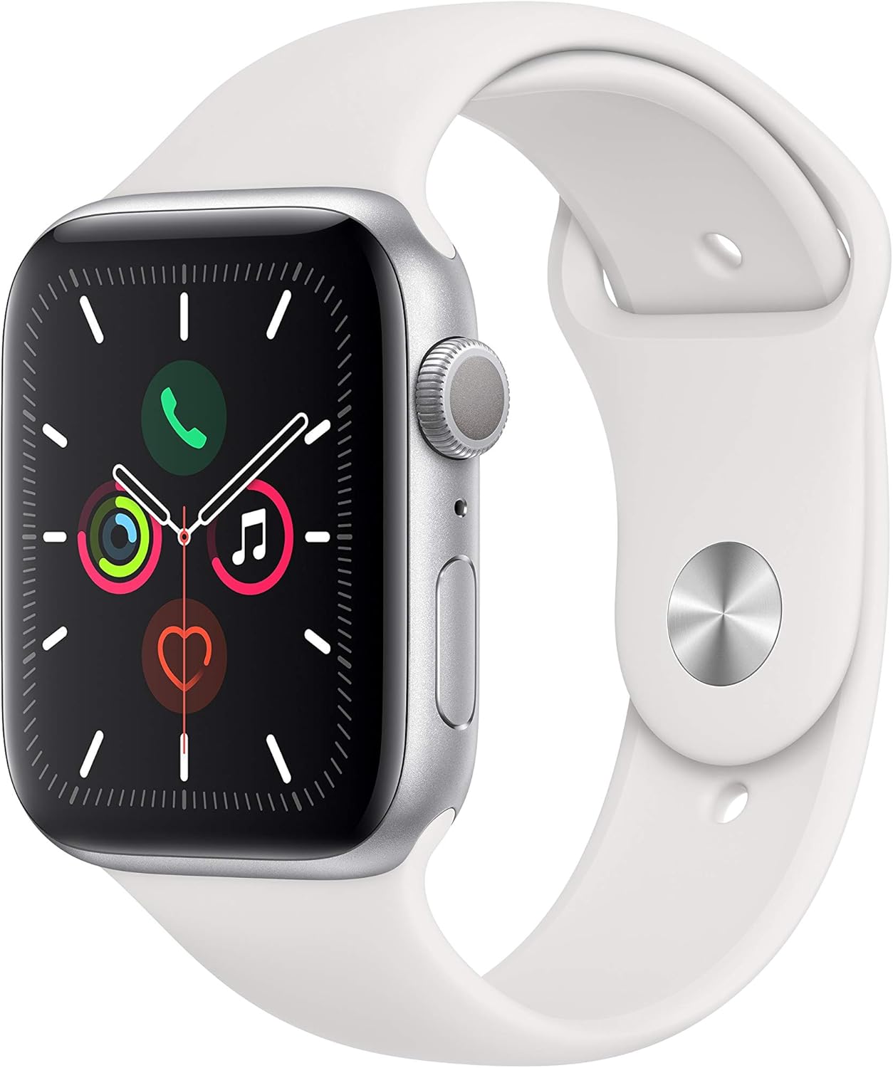Apple Watch Series 5 (GPS, 44mm) - Silver Aluminum Case with White Sport Band