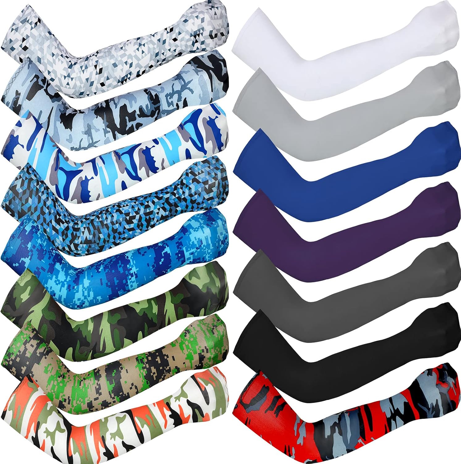 15 Pairs Unisex Arm Sleeves UV Protection Arm Covers Anti-Slip Ice Silk Sleeves Sun Protection Arm Sleeves Cooling Protective Arm Sleeves for Running Cycling Driving Outdoor Sports