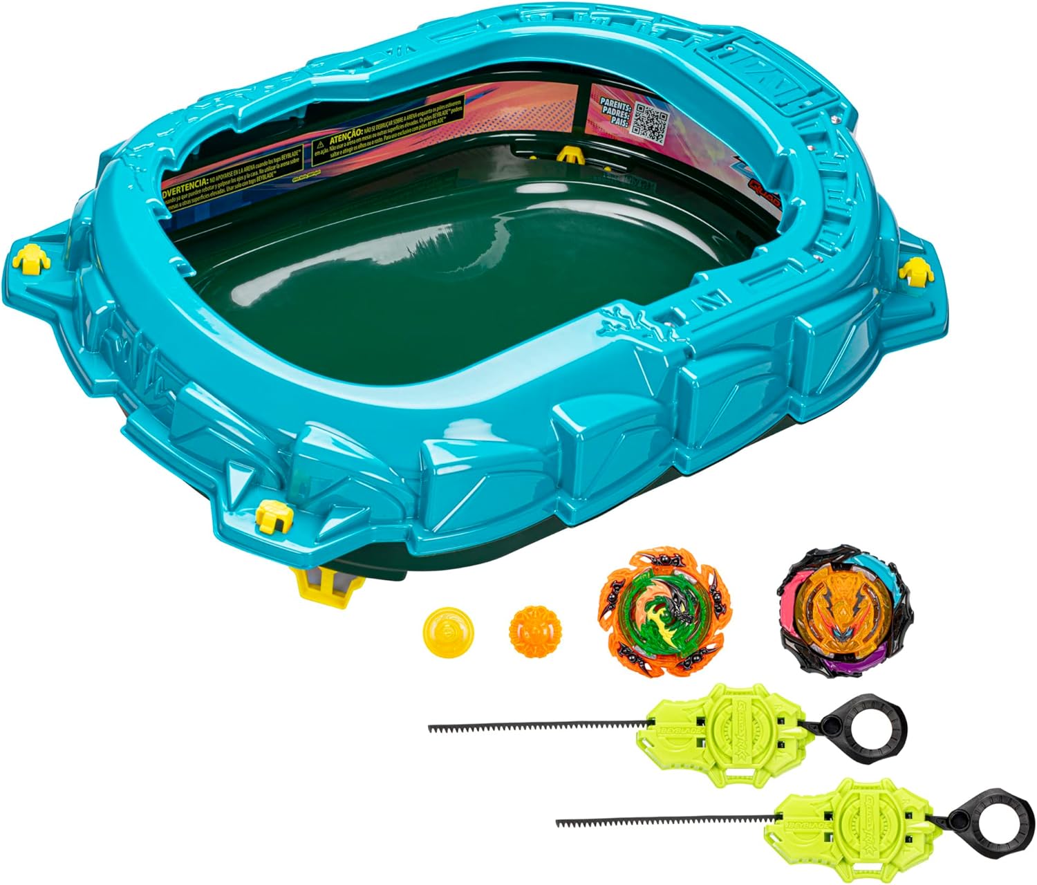 BEYBLADE Burst QuadStrike Light Ignite Battle Set Stadium, 2 Spinning Tops, and 2 Launchers, Toys for 8 Year Old Boys & Girls & Up (Amazon Exclusive)