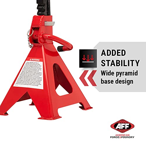 AFF 6 Ton Jack Stand Set - Heavy Duty Ratchet Style Jack Stands - Pair